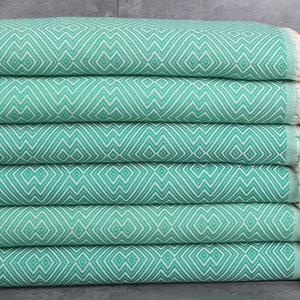 Couverture losanges, cadeaux EVJF, 79 x 91 pouces couverture en coton vert Benetton, cadeaux de demoiselle d'honneur, cadeaux personnalisés, cadeaux EVJF