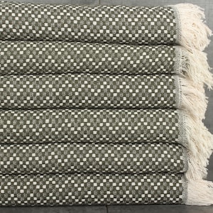 56x79 Inches Dark Green Cotton Blanket, Wedding Favors, Throw Blanket, Turkish Blanket, Herringbone Blanket, Customized Gift,