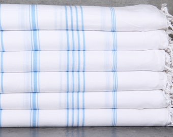 Custom Beach Towel, Embroidered Bath Towel, Light Blue Towel, Striped Towel, 40x71 Inches Mother in Law Wedding Gift From Bride,