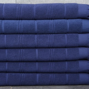 Monogram Hand Towel, Turkish Hand Towel, Navy Towel, Striped Towel, Terry Towel, 18x40 Inches Personalized Gifts, Decorative Towel,