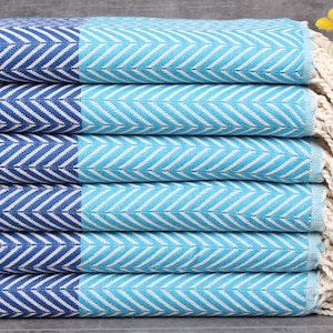 Türkisches Badetuch, personalisiertes Handtuch, Türkis-Sax Blaues Handtuch, Chevron Peshtemal, 40x71 Zoll Türkisches Handtuch für den Strand,