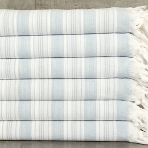 Customized Turkish Beach Towel Gift Unique, Gifts for Coworkers,  Baby Blue Towel, Striped Towel, 40x71 Inches Bride Beach Towel,