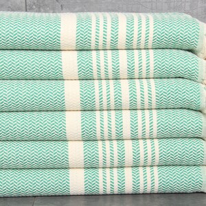 Personalized Tea Towel, Coffee Tea Towel, Green Towel, Striped Towel, 18x40 Inches Bathroom Towel, Guest Towel, Organic Towel,