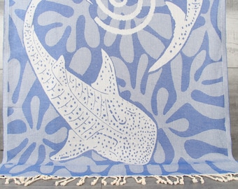 ビーチタオル、パーソナライズされたトルコタオル、魚のペシュテマル、40x71インチのブライズメイドタオルギフト、サックスブルーのペシュテマル、独身男性用ペシュテマル、