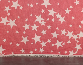 Star Design Blanket, Monogram Blanket, Bridesmaid Gifts, 79x91 Inches Red Cotton Blanket, Personalized Blanket, Christmas Gift,