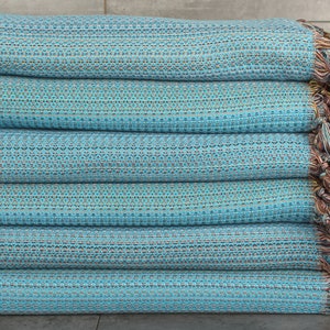 Türkisfarbene Baumwolldecke, Personalisierte Decke, Tischdecke, Webdecke, Bunte Rautendecke, Brautjungfer Geschenk,