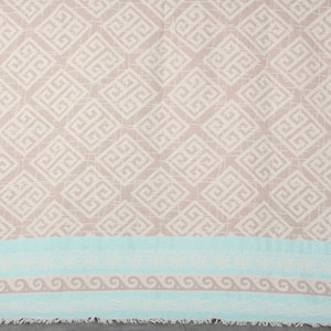 Personalized Towel, Personalized Gift for him, Light Brown-Turquoise Towel, Geometric Towel, Patterned Towel, 36x71 Inches Bridesmaid Towel