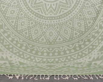 Personalized Beach Towel, Bachelorette Towel, Pistachio Green Towel, Round Design Towel, 40x71 Inches Personalized Wedding Gift,