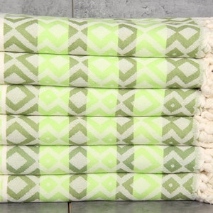 Turkish Bath Towel, Monogrammed Beach Towel, Khaki Green-Pistachio Green Towel, Diamond Towel, 40x71 Inches Bridesmaid Bachelorette Gift,