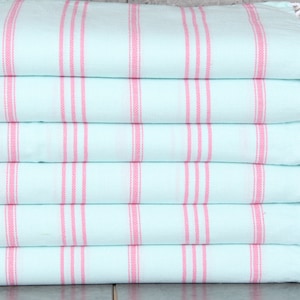 Organic Kitchen Towel, Monogrammed Kitchen Towel, Mint-Pink Towel, Striped Towel, 24x40 Inches Gift For Her, Spa Towel, Hotel Towel,