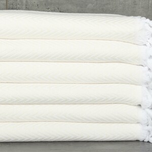 79x95 Inches Cream Cotton Blanket, Throw Blanket Couch, Tablecloth, Chevron Blanket, Bridal Shower Gift, Birthday Gift,
