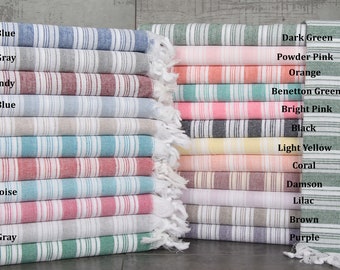 Turkish Beach Towel, Monogrammed Beach Towel, Striped Towel, 37x65 Inches Wedding Anniversary Gift for Couple, Sauna Towel,