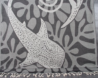 Organic Beach Towel, Personalized Towel, Black Towel, Whale Towel, 40x71 Inches Monogrammed Towel, Holiday Peshtemal, Decor Peshtemal,