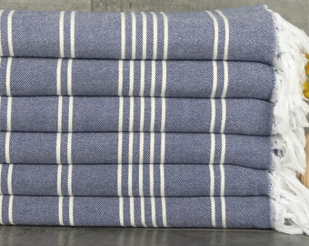 Individuelle Decke, Sofadecke Couch, Tischdecke, 71x95 Inches Navy Baumwolldecke, Gestreifte Decke, handgemachtes Geschenk,