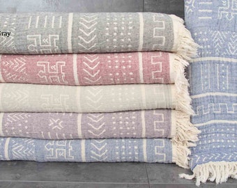Home Decor Blanket, Couch Throw, Aztec Design Throw, 79x91 Inches Wedding Gift Blanket, Turkish Throw, Yoga Bedcover, Pilates Throw,