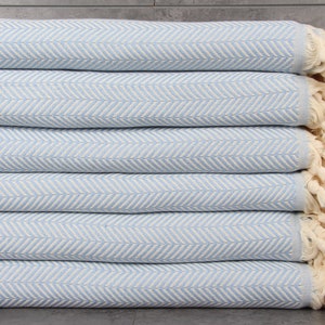 Sofa Blanket, Large Towel, Chevron Blanket, 75x91 Inches Wedding Gift Blanket, King Size Bedcover,  Baby Blue Bedspread, Organic Throw,