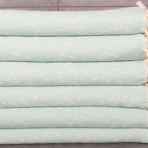 71x93 Inches Mint Cotton Blanket, Housewarming Gift, Monogram Blanket, Carretta Patterned Blanket, Throw Blanket Couch, Home Gift,
