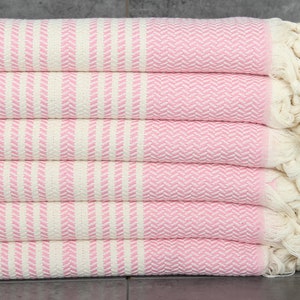 Monogram Beach Towel, Striped Towel, Turkish Towel, Custom Beach Towel, 40x71 Inches Pink Cotton Towel, Personalize Gift,