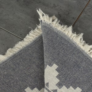 Throw Blanket Couch, Woven Throw Blanket, Kilim Throw, Monogram Blanket, 56x85 Inches Navy Cotton Throw, Cotton Bedspread, image 5