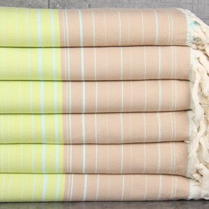 Bridesmaid Gifts, Personalized Gift Box Towel, Mint-Beige Towel, Striped Towel, 40x71 Inches Monogrammed Turkish Beach Towel,