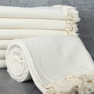 Custom Blanket, 67x83 Inches Natural Cotton Blanket, Bachelorette Gifts, Turkish Blanket, Zig zag Blanket, Valentines Day Gift,