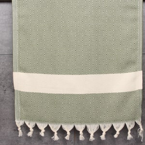 Handwoven Dish Towel, Monogram Tea Towel, Khaki Green Towel, Diamond Towel, 20x36 Inches Gift For Him, Turkey Towel, Gift Towel, image 8