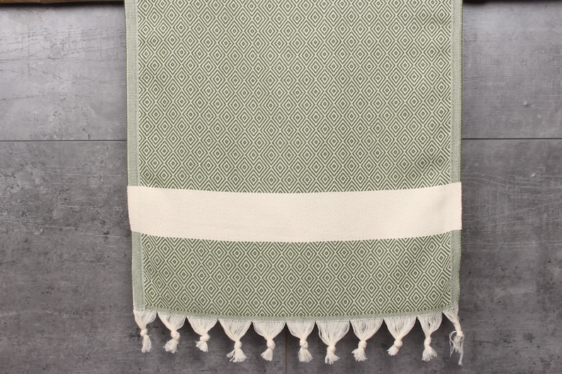 Handwoven Dish Towel, Monogram Tea Towel, Khaki Green Towel, Diamond Towel, 20x36 Inches Gift For Him, Turkey Towel, Gift Towel, image 8
