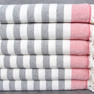 Organic Beach Towel, Beach Towel, Red Peshtemal, Striped Peshtemal, 40x67 Inches Bridesmaid Towel Gift, Gym Peshtemal,