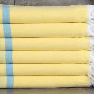 Turkish Towel Beach, Personalized Towels, Blue-Yellow Towel, Striped Towel, 36x71 Inches Customized Towels, Spa Towel, Organic Towel,