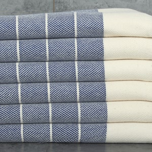 Kitchen Towel, 16x36 Inches Navy Cotton Tea Towel, Turkish Tea Towel, Wedding Favors, Striped Dish Towel, Bathroom Hand Towel,