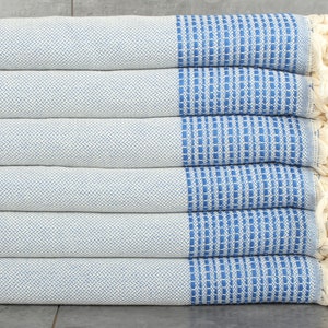 Wedding Favors, Decorative Blanket, Striped Throw, 91x95 Inches Sax Blue Cotton Throw, Personalized Gifts, Bridesmaid Proposal Gift,