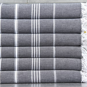 Beach Towel, Turkish Beach Towel, Striped Peshtemal, 40x71 Inches Turkish Towel Wholesale, Black Towel, Hotel Peshtemal, Scarf Towel,