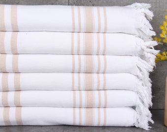 Custom Towel, Wedding Favors for Guests, Beige Towel, Striped Towel, Terry Towel, 36x71 Inches Monogram Towel, Wedding Towel,