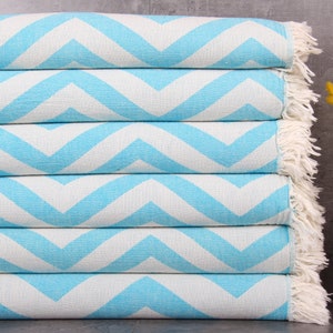 Turkish Beach Towel, Beach Towel, Zigzag Peshtemal, 38x71 Inches Baby Blanket, Home Decor Towel, Turquoise Peshtemal, Hammam Peshtemal,
