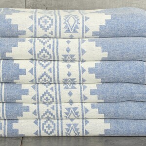 Turkish Blanket, Bedspread, Kilim Throw, 56x85 Inches Sax Blue Cotton Throw, Custom Wedding Gifts, Bachelor Bachelorette Party Favors, image 2