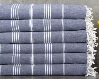 Groothandel dekens, picknickdeken, gestreepte sprei, 67 x 83 inch huwelijkscadeaudeken, marineblauwe pilatesdeken, gordijnsprei,