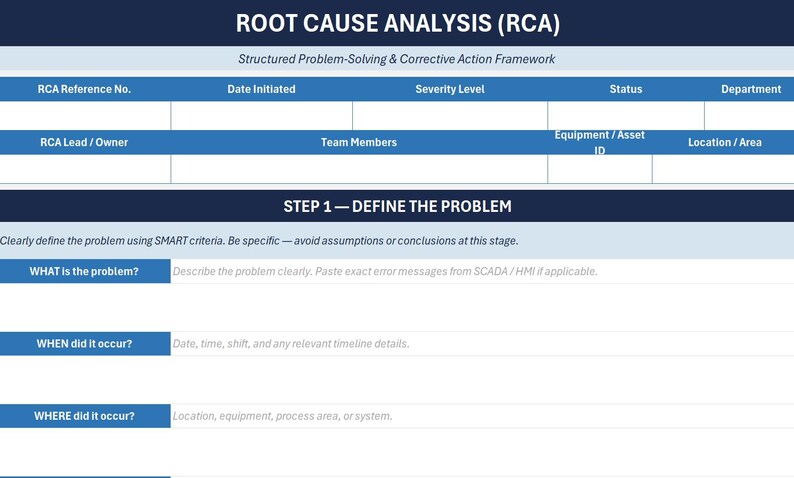 Simple Rcca Template Root Cause Analysis Template - Etsy Canada