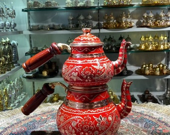 Turkish Handmade Teapot, Solid Copper, Home Decor Vintage, Turkish Style Royal Teapot