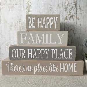 Home Love Family Wooden Stacking Blocks Handmade Signs Grey Beige Green Home Decor image 5