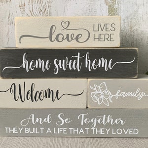 Home Love Family Wooden Stacking Blocks Handmade Signs Grey Beige Green Home Decor 25cm And So Together