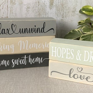 Home Love Family Wooden Stacking Blocks Handmade Signs Grey Beige Green Home Decor 20cm Making Memories