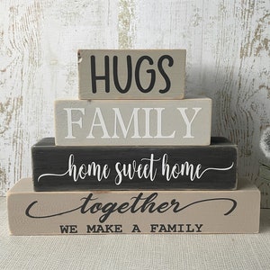 Home Love Family Wooden Stacking Blocks Handmade Signs Grey Beige Green Home Decor image 10