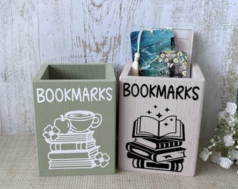Bookmark Holder Wooden Pot Choice of Colours Mens Womens Library Bookcase Books Gift