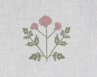 Farmhouse Natural Linen Cotton Mix Curtain Panel With Dusty Pink Botanical Print