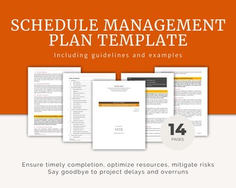Plantilla editable de plan de gestión de cronogramas: MS Word, programación de proyectos (descarga digital)