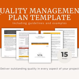 Modello di piano di gestione della qualità / MS Word completamente modificabile con esempi / PMP / Qualità del progetto
