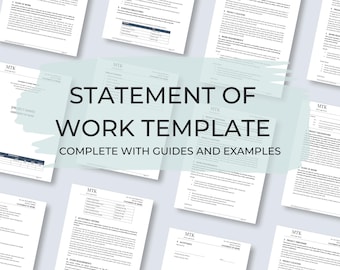 Plantilla de Declaración de Trabajo: Editable en MS Word, Alcance del Proyecto (Descarga Digital)