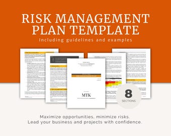 Plantilla de plan de gestión de riesgos / Word totalmente editable / Evaluación de riesgos del proyecto / PMBOK