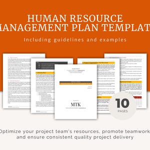 Human Resources Management Plan Template | Fully Editable MS Word with Examples | PMP | Project Resources| HR Management