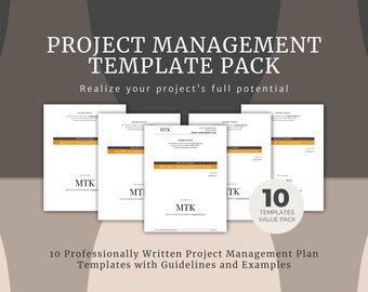 Paquete de plantillas de gestión de proyectos: diez plantillas de planificación de proyectos en formato Word DOCX/PMBOK totalmente editables